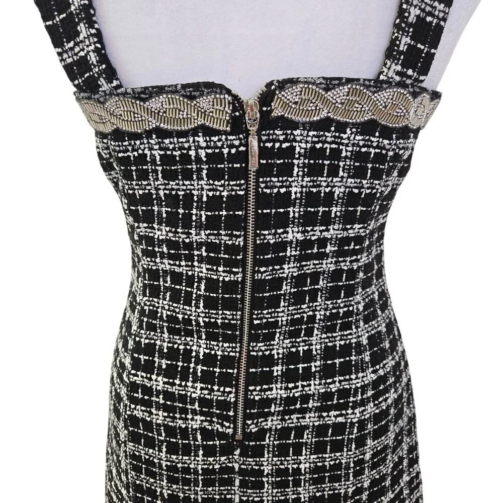 NWT Tahari ASL Boucle Tweed Mini Dress with Rhinestones Size 2 Petite - Picture 6 of 7